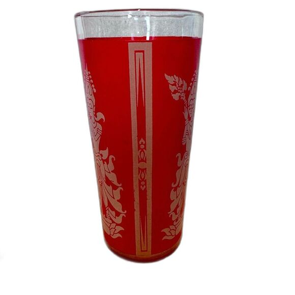 MCM Culver Red Thai Goddess High Ball Glass Laksmi 60s - Picture 3 of 7